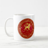 Mug Chien chinois Zodiac Rouge/Or ID542 (Gauche)
