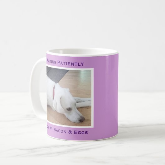 Mug Chien chiot blanc mignon Une photo Lumière violet (Devant gauche)