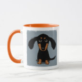 Mug Chien chiot long haïe noir et tan dachshund (Gauche)