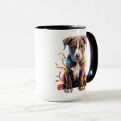 MUG CHIEN CHIOT PITBULL NOËL FÊTE (Devant droit)