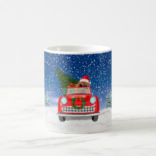 Mug Chien Chow Chow Conduisant une Voiture Dans la Nei