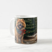 Mug Chien Chow Chow dans la neige Noël (Devant gauche)