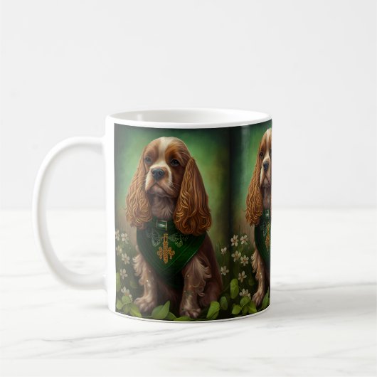Mug Chien Cocker Spaniel en robe de la Saint-Patrick (Gauche)