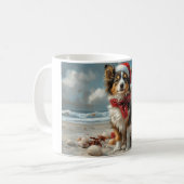Mug Chien Colley Rough Noël Vintage Plage (Devant gauche)