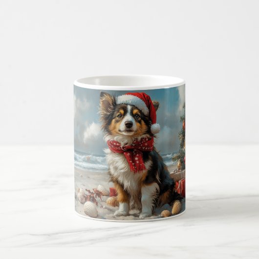 Mug Chien Colley Rough Noël Vintage Plage (Centre)