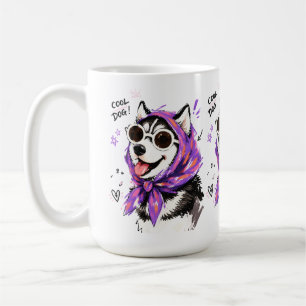 Mug Chien cool Husky avec lunettes de soleil et foular