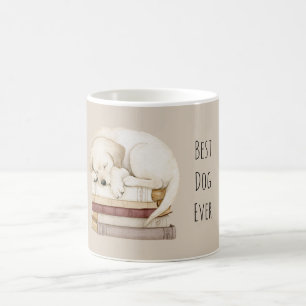 Mug Chien crème endormi sur des livres