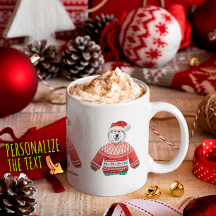 Mug Chien d'Alaska portant un pull moche Noël Amateur