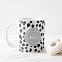 Chien dalmate Abstrait Motif gris Monogramme