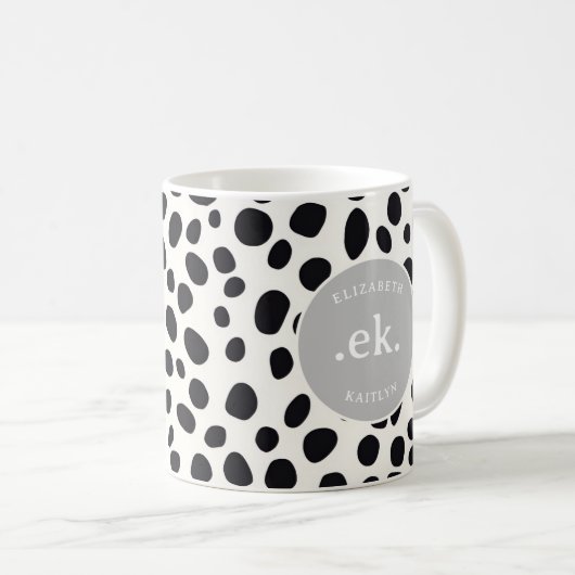 Mug Chien dalmate Abstrait Motif gris Monogramme (Devant droit)