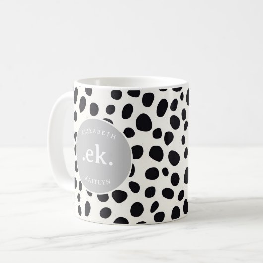 Mug Chien dalmate Abstrait Motif gris Monogramme (Devant gauche)