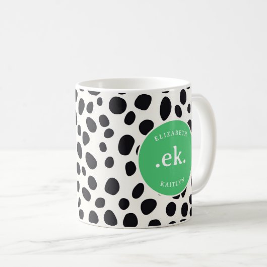 Mug Chien dalmate Abstrait Motif Monogramme vert (Devant droit)