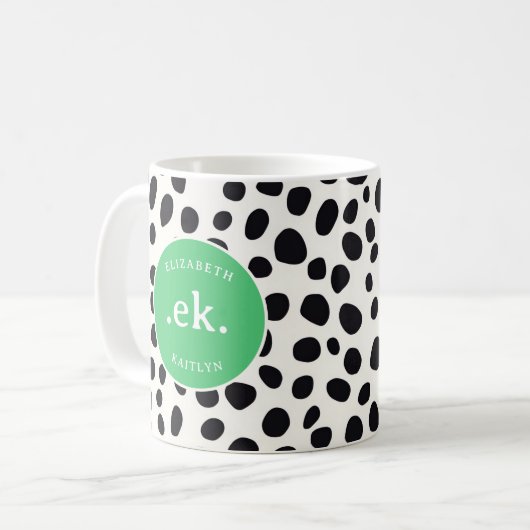 Mug Chien dalmate Abstrait Motif Monogramme vert (Devant gauche)