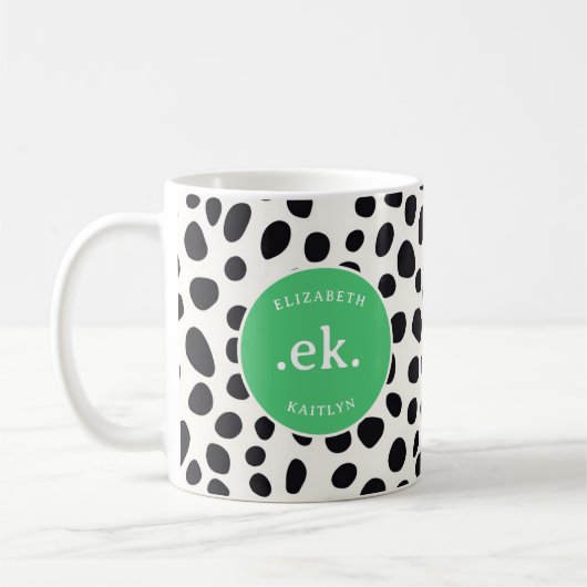 Mug Chien dalmate Abstrait Motif Monogramme vert (Gauche)