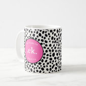 Mug Chien dalmate Abstrait Motif rose chaud Monogramme (Devant gauche)