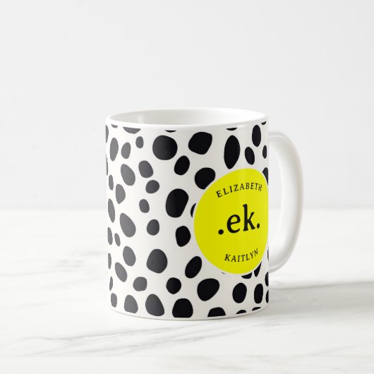 Mug Chien dalmate Abstrait Motif rose chaud Monogramme (Devant droit)