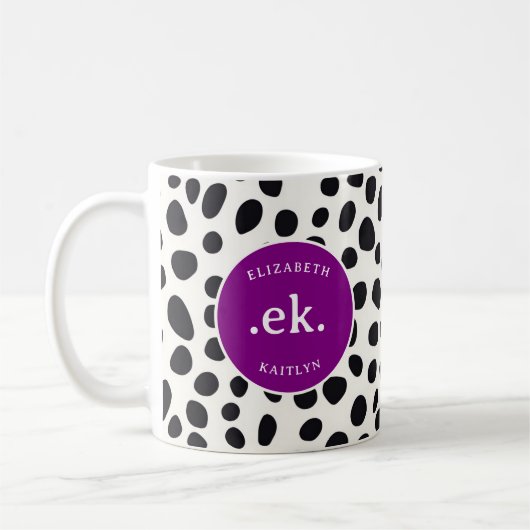 Mug Chien dalmate Abstrait Motif violet Monogramme (Gauche)