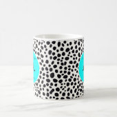 Mug Chien dalmate Motif Abstrait Aqua Blue Monogramme (Centre)