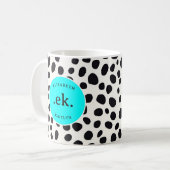 Mug Chien dalmate Motif Abstrait Aqua Blue Monogramme (Devant gauche)