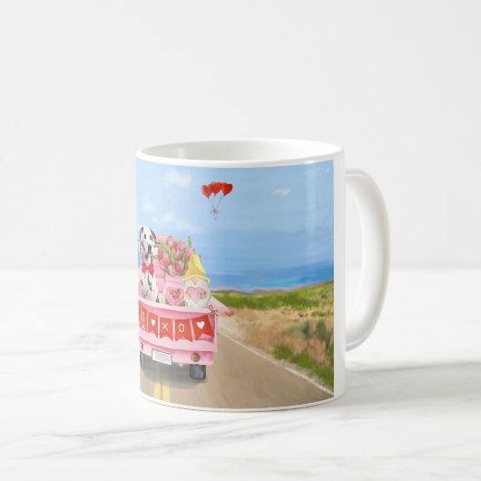 Mug Chien dalmate Saint Valentin Coeurs de Camion (Devant droit)