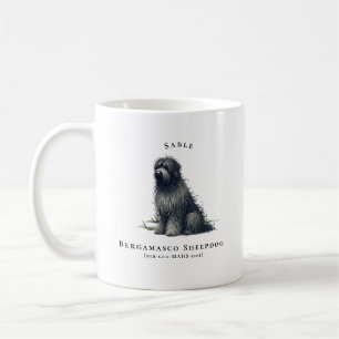 Mug Chien d'aquarelle Bergamasco Sheepdog Monogramme