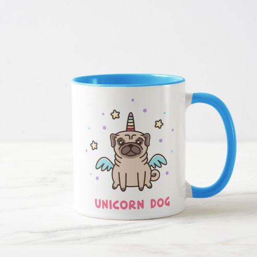 Mug Chien d'arc-en-ciel de licorne (Droite)