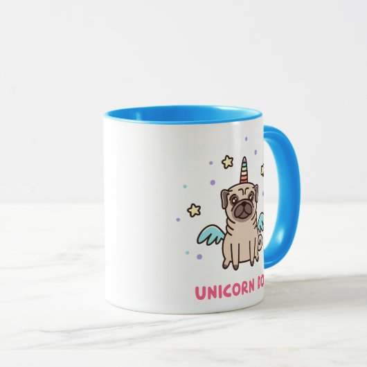 Mug Chien d'arc-en-ciel de licorne (Devant droit)