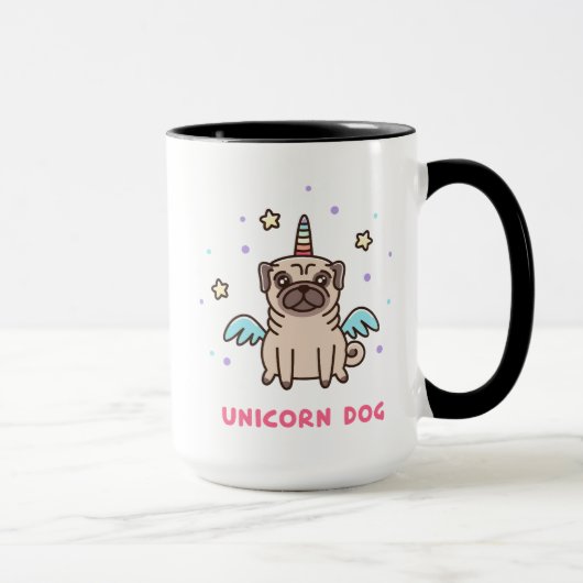 Mug Chien d'arc-en-ciel de licorne (Droite)