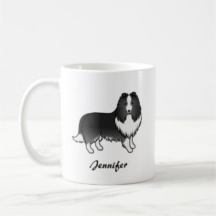 Mug Chien de bande dessinée Shetland Sheepdog Bi-Noir