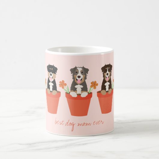 Mug Chien De Berger Australien En Pot De Fleurs (Centre)