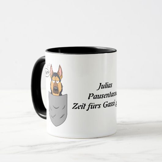 Mug Chien de berger dans son sac, drôle (Devant gauche)