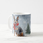 Mug Chien de bétail australien à Noël de neige (Devant gauche)