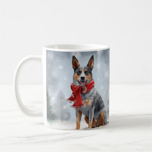 Mug Chien de bétail australien à Noël sous la neige