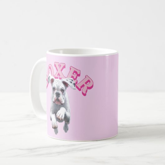 Mug Chien de boîte blanc jouant (Devant gauche)