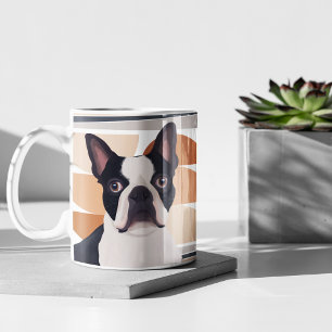 Mug Chien de Boston Terrier - Orange Géométrique