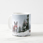 Mug Chien de Boston Terrier pendant Noël de neige (Devant gauche)