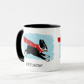 Mug Chien de Boston Terrier portant l'Écharpe rouge |  (Devant gauche)