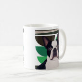 Mug Chien de Boston Terrier - Vert foncé géométrique (Devant droit)
