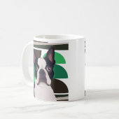 Mug Chien de Boston Terrier - Vert foncé géométrique (Devant gauche)