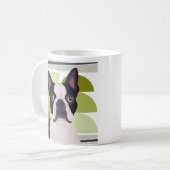 Mug Chien de Boston Terrier - Vert géométrique (Devant gauche)
