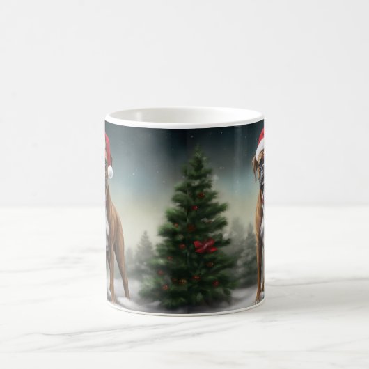 Mug Chien de boxe en Noël de neige (Centre)