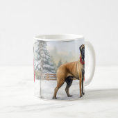 Mug Chien de Bullmastiff à Noël de neige (Devant droit)