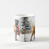 Mug Chien de Bullmastiff à Noël de neige (Centre)