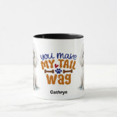 Mug Chien de caniche blanc, tu fais mon sac de queue (Centre)