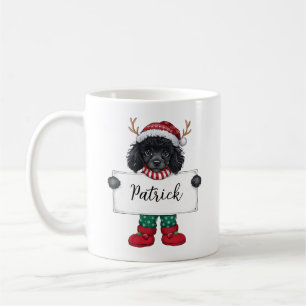 Mug Chien de caniche mignon Boug de Noël personnalisé