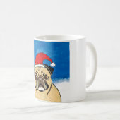 Mug Chien de carlin dans neige Noël Aquarelle Art Port (Devant droit)