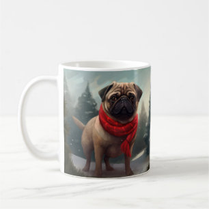 Mug Chien de carlin en Noël de neige