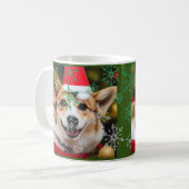 Mug Chien de Corgi souriant Noël fun (Devant gauche)