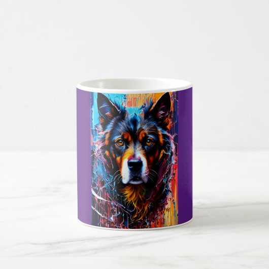 Mug Chien de couleur éclaboussure abstraite (Centre)