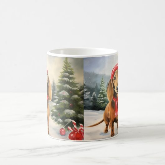 Mug Chien de Dachshund à Noël de neige (Centre)